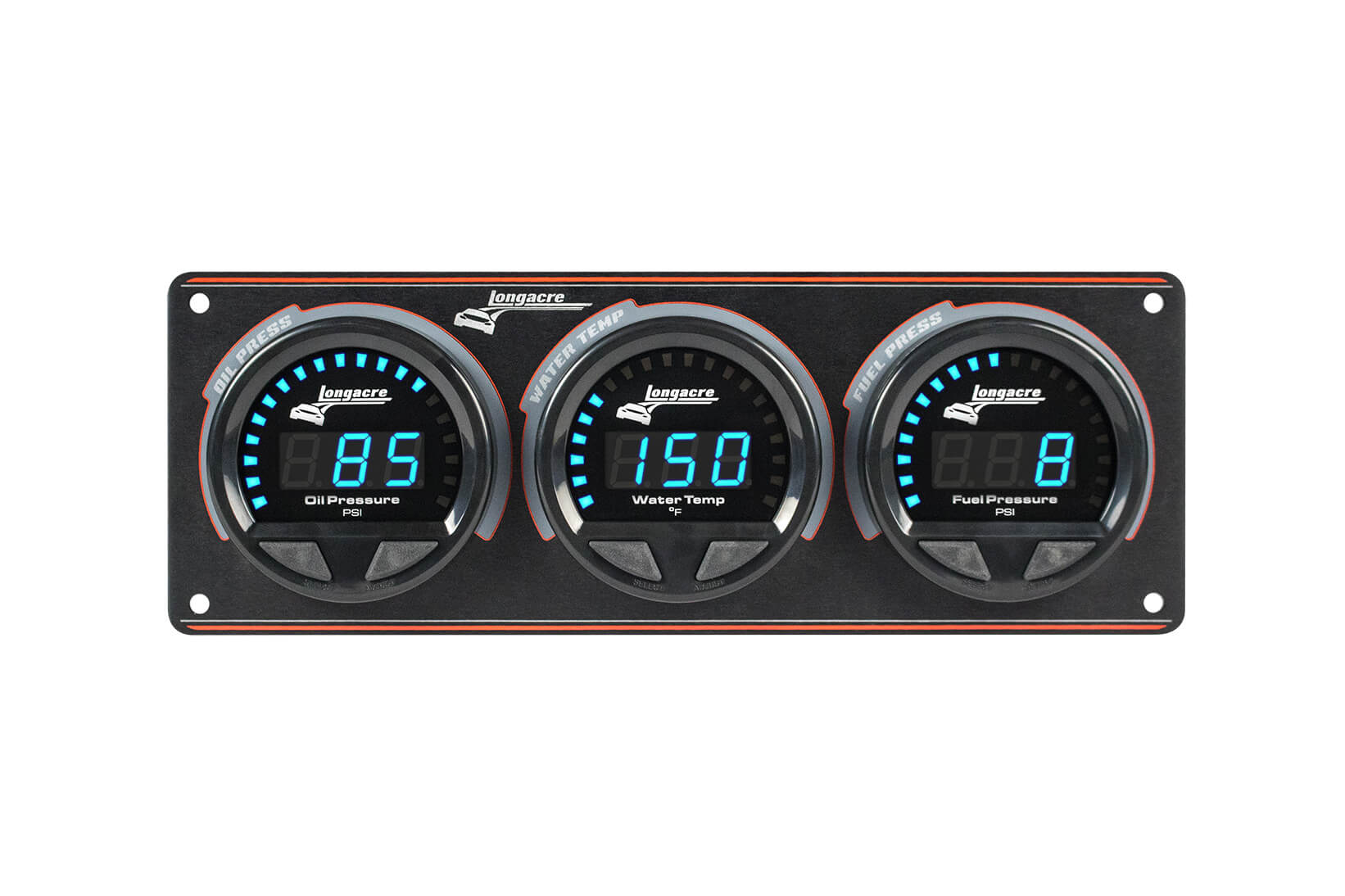 Digital Elite Waterproof Gauge Panel, 3 Gauge Oil Pressure/Water Temperature/Fuel Pressure 15psi