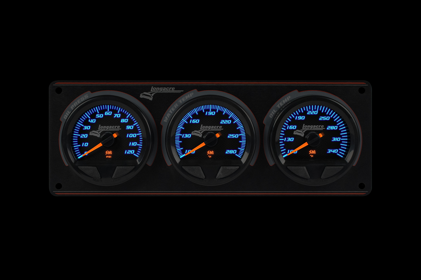 SMi™ Elite Waterproof Gauge Panel, 3 Gauge Oil Pressure/Water Temperature/Oil Temperature