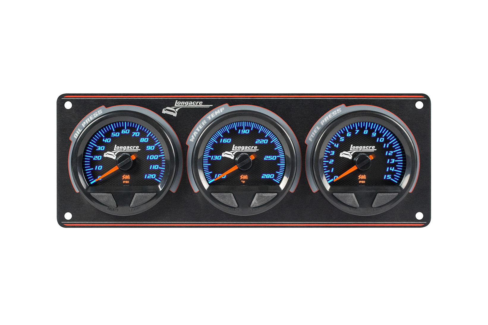 SMi™ Elite Waterproof Gauge Panel, 3 Gauge Oil Pressure/Water Temperature/Fuel Pressure 15psi