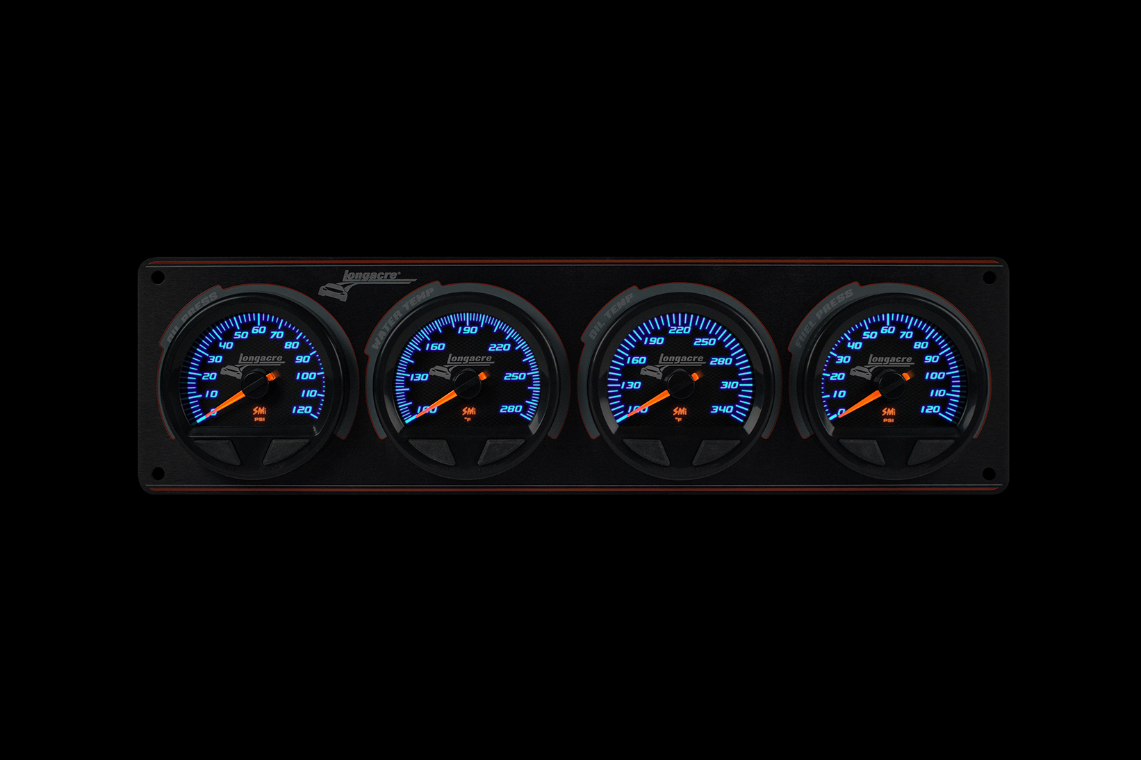 SMi™ Elite Waterproof Gauge Panel, 4 Gauge Oil Pressure/Water Temperature/Oil Temperature/Fuel Pressure 120psi