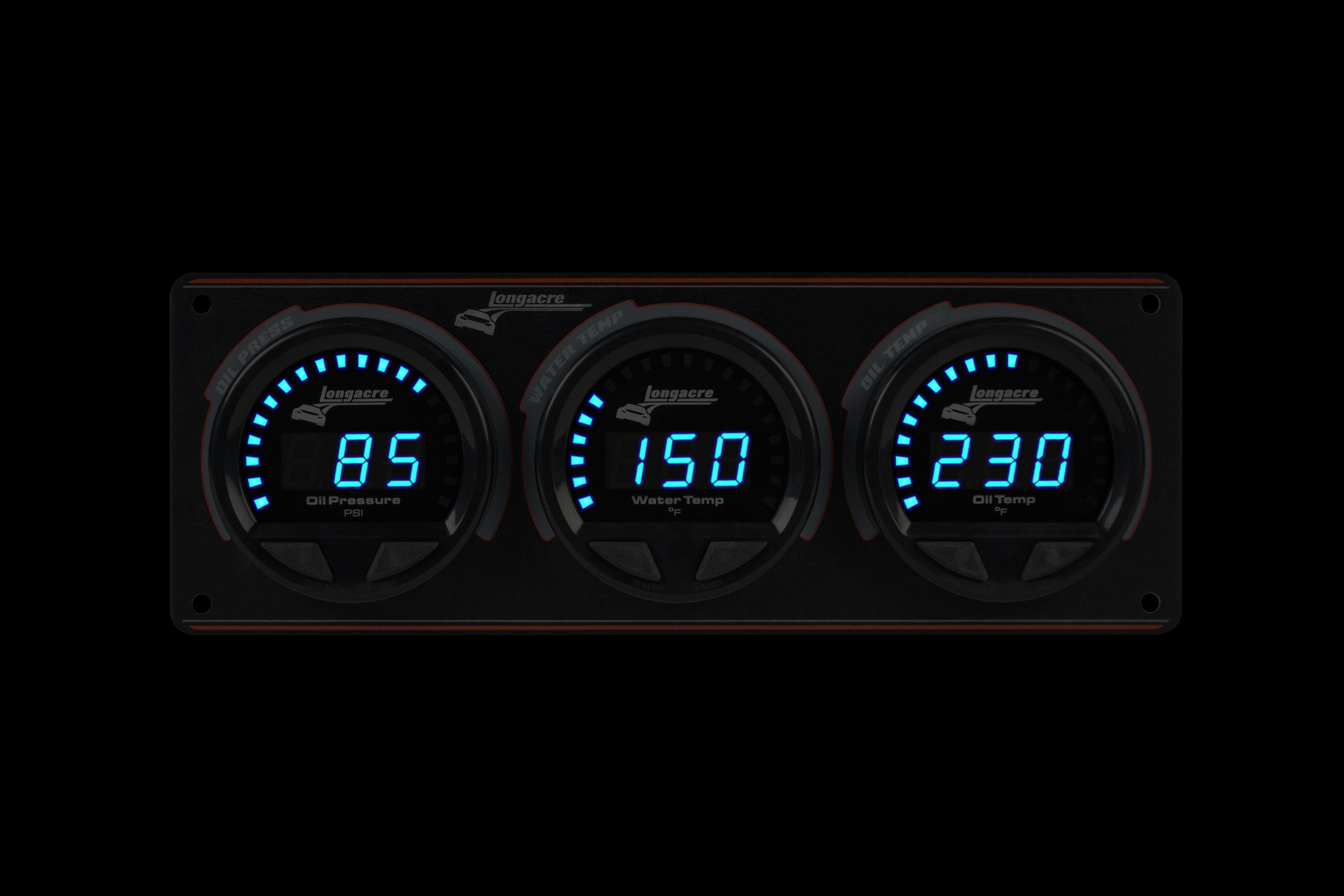 Digital Elite Waterproof Gauge Panel, 3 Gauge Oil Pressure/Water Temperature/Oil Temperature 340°