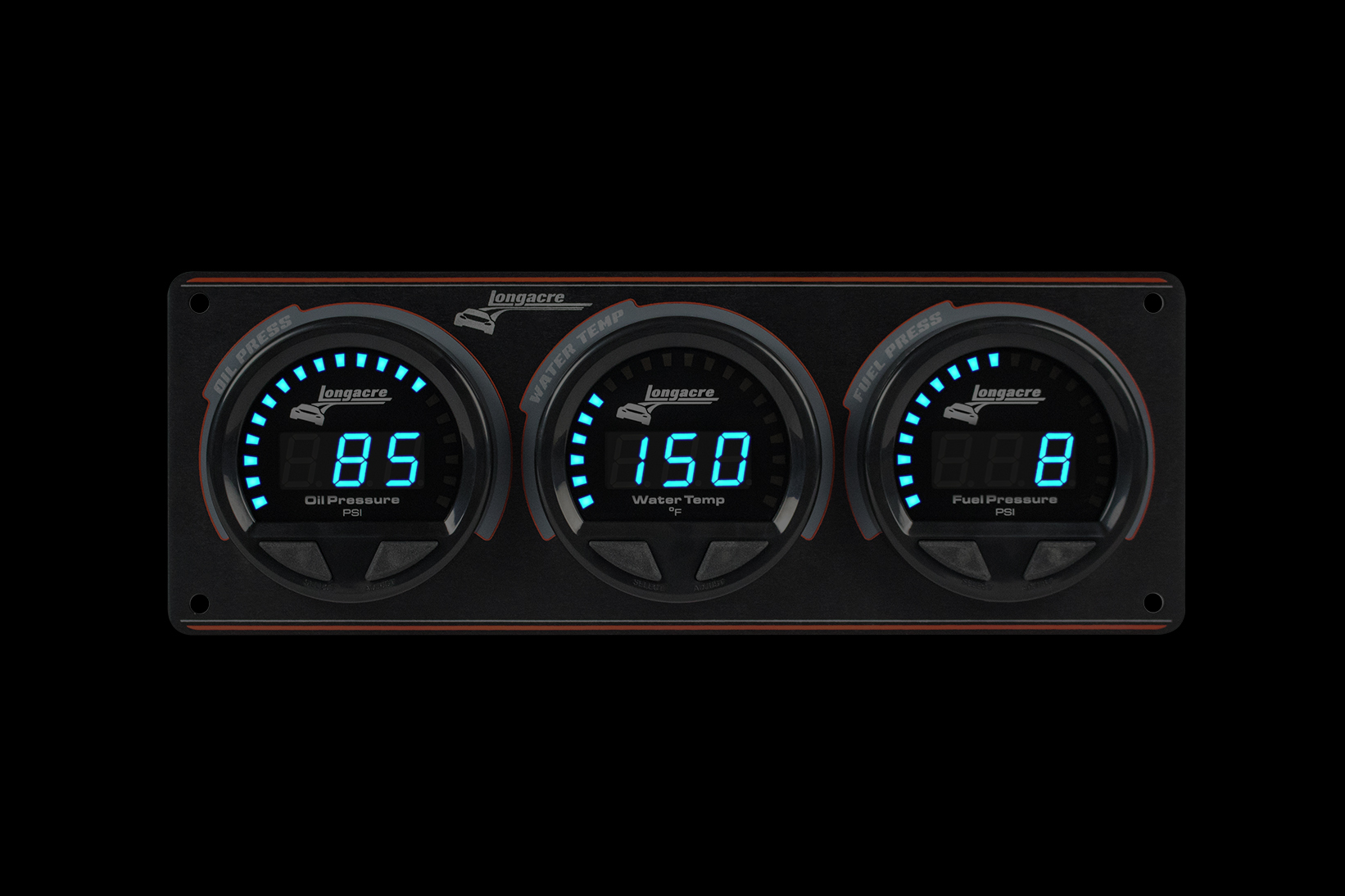 Digital Elite Waterproof Gauge Panel, 3 Gauge Oil Pressure/Water Temperature/Fuel Pressure 15psi