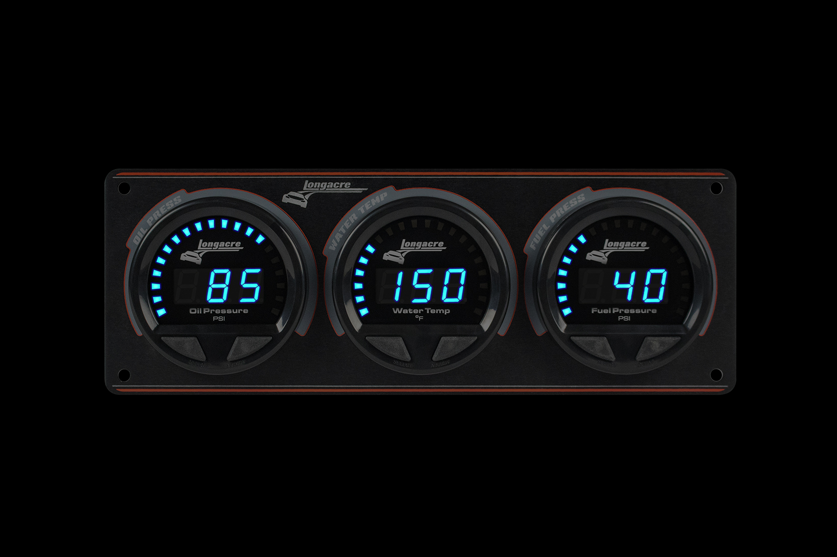 Digital Elite Waterproof Gauge Panel, 3 Gauge Oil Pressure/Water Temperature/Fuel Pressure 120psi