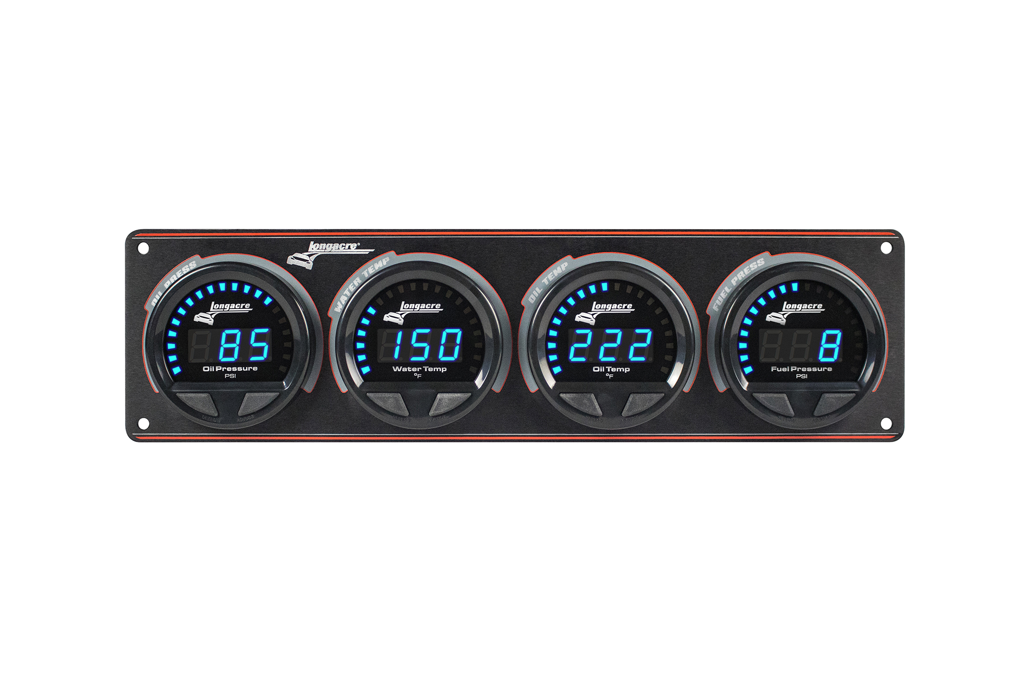 Digital Elite Waterproof Gauge Panel, 4 Gauge Oil Pressure/Water Temperature/Oil Temperature/Fuel Pressure 15psi