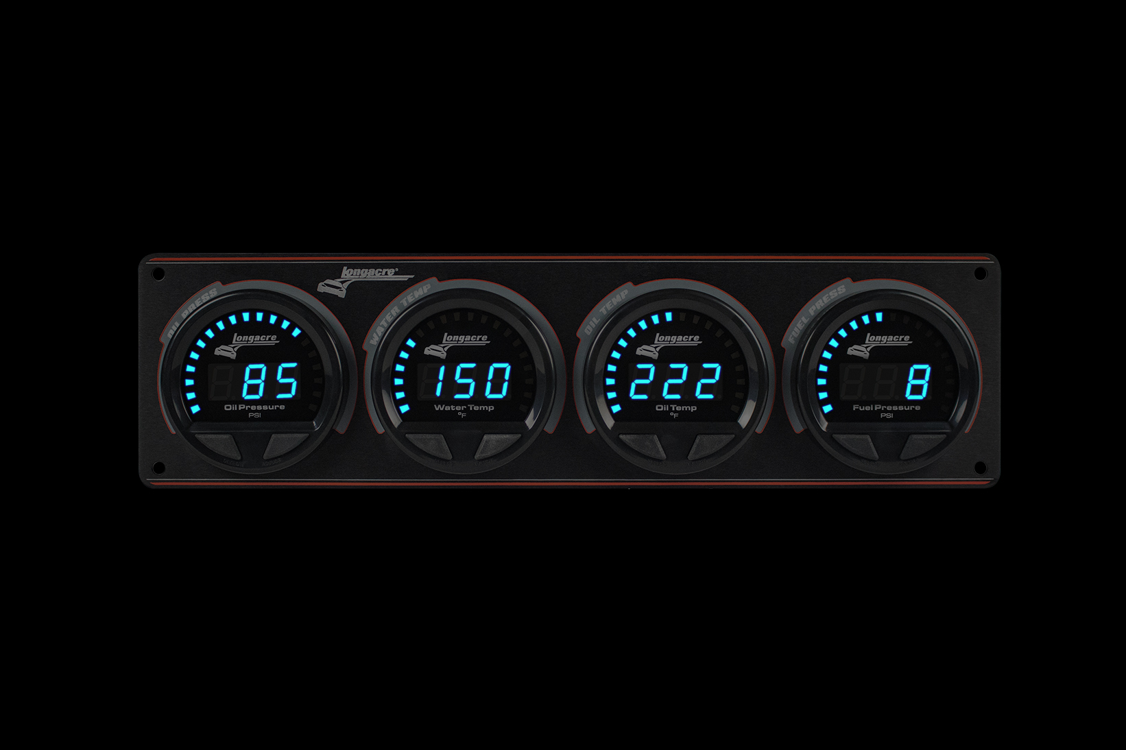 Digital Elite Waterproof Gauge Panel, 4 Gauge Oil Pressure/Water Temperature/Oil Temperature/Fuel Pressure 15psi