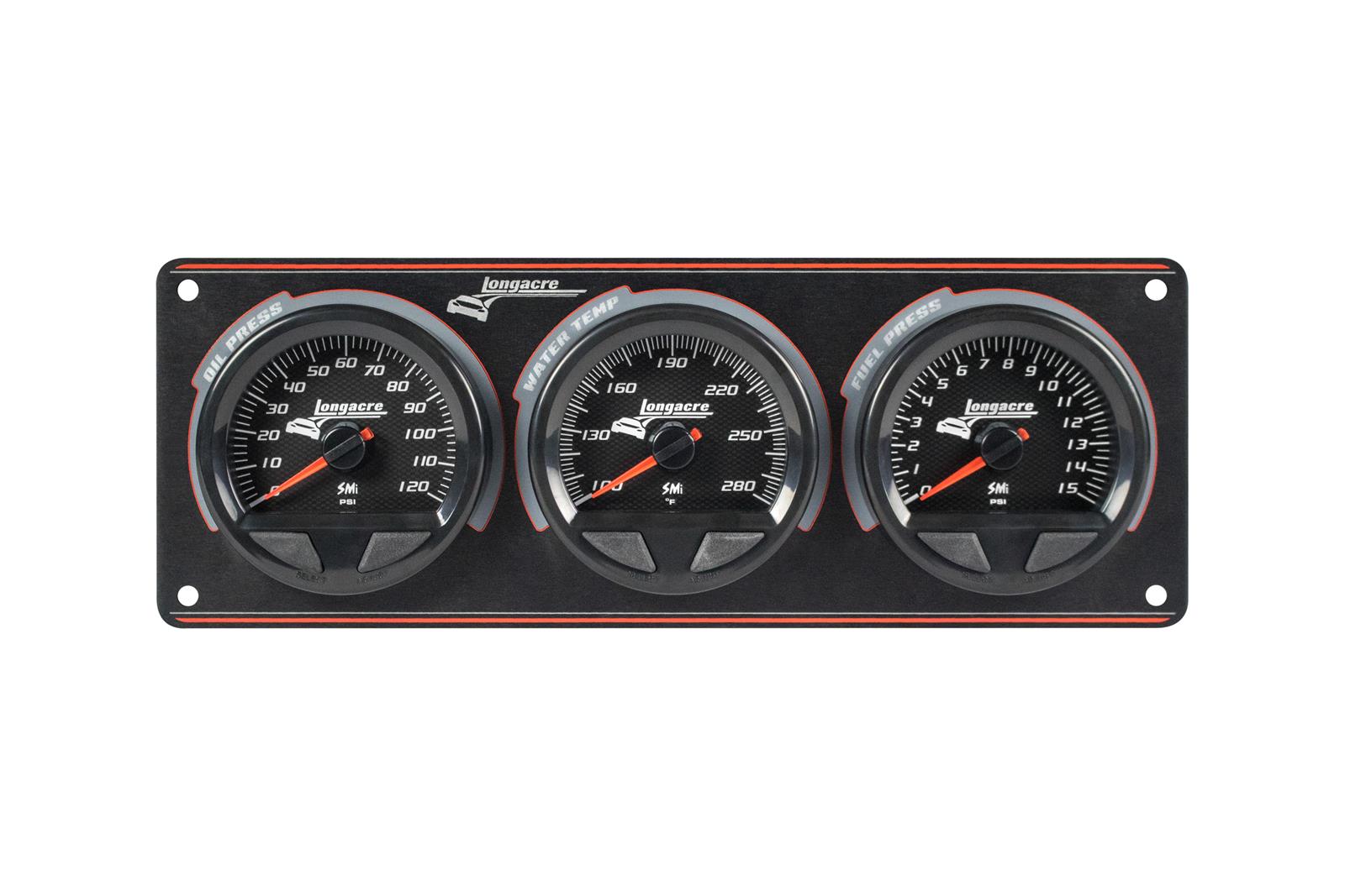 SMi™ Elite Waterproof Gauge Panel, 3 Gauge Oil Pressure/Water Temperature/Fuel Pressure 15psi