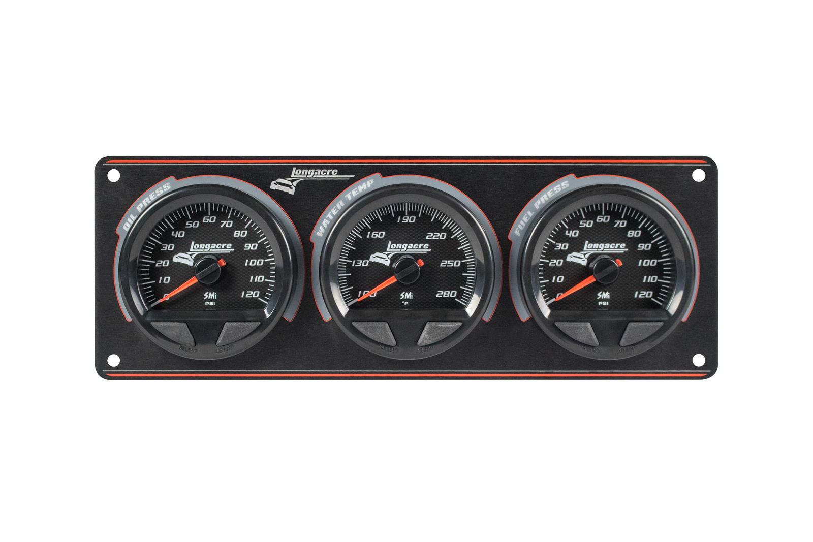 SMi™ Elite Waterproof Gauge Panel, 3 Gauge Oil Pressure/Water Temperature/Fuel Pressure 120psi