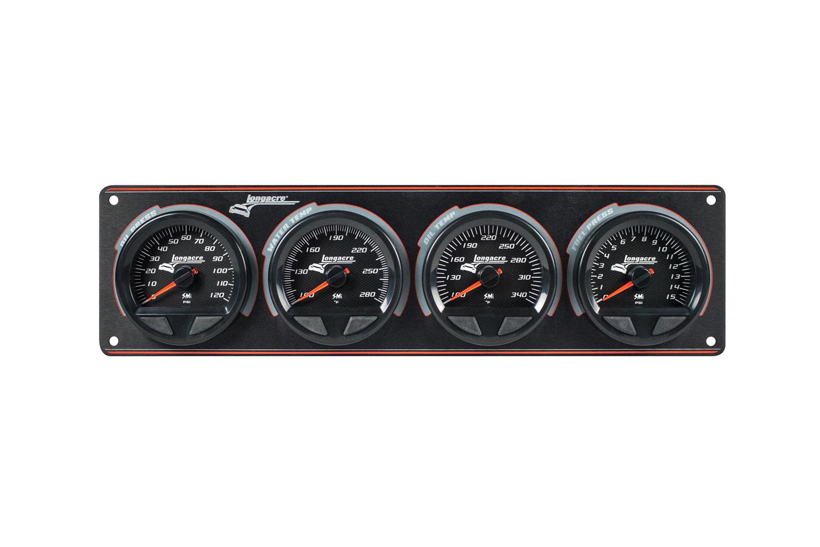 SMi™ Elite Waterproof Gauge Panel, 4 Gauge Oil Pressure/Water Temperature/Oil Temperature/Fuel Pressure 15psi