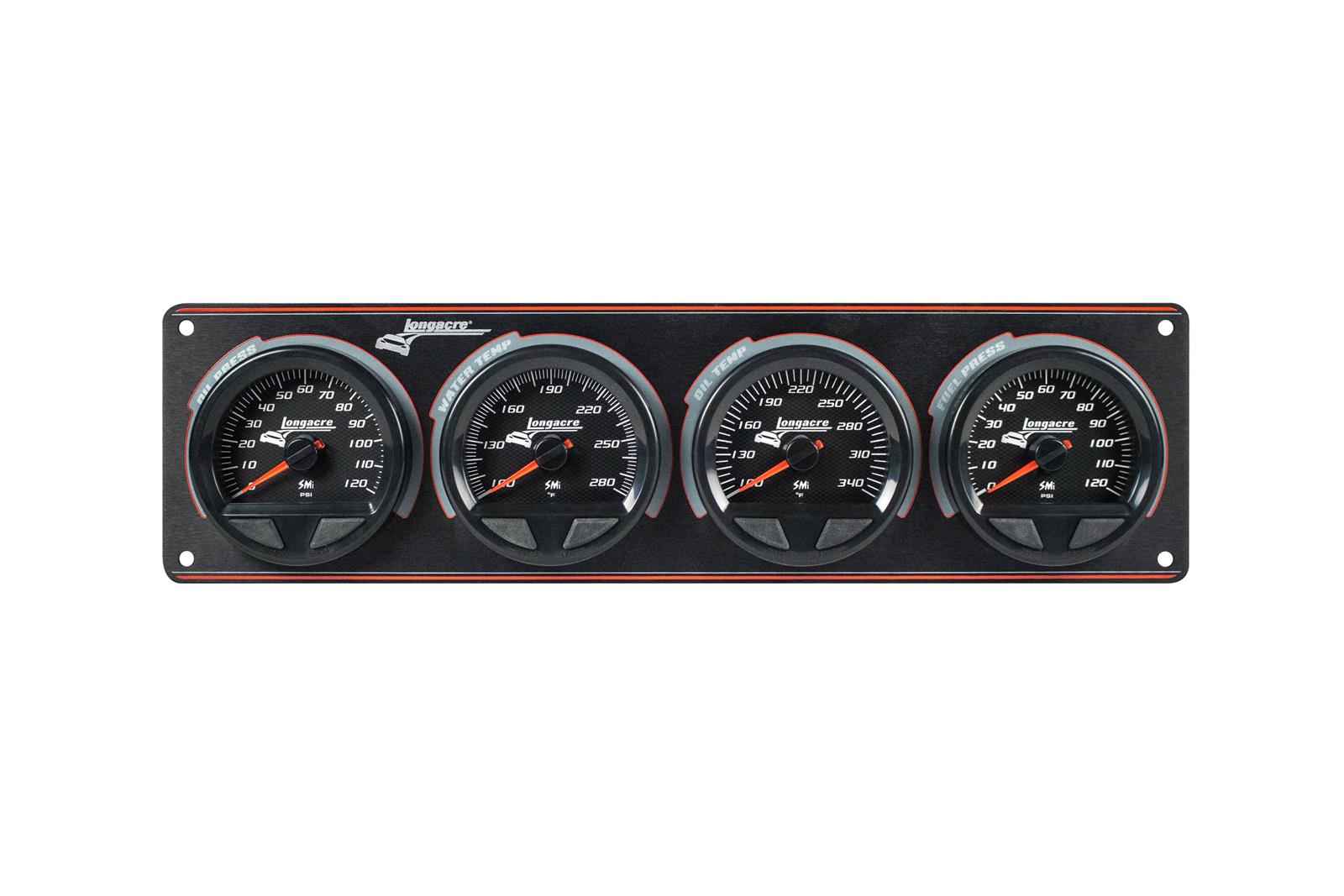 SMi™ Elite Waterproof Gauge Panel, 4 Gauge Oil Pressure/Water Temperature/Oil Temperature/Fuel Pressure 120psi