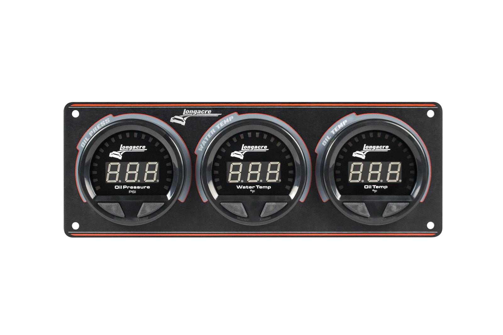 Digital Elite Waterproof Gauge Panel, 3 Gauge Oil Pressure/Water Temperature/Oil Temperature 340°