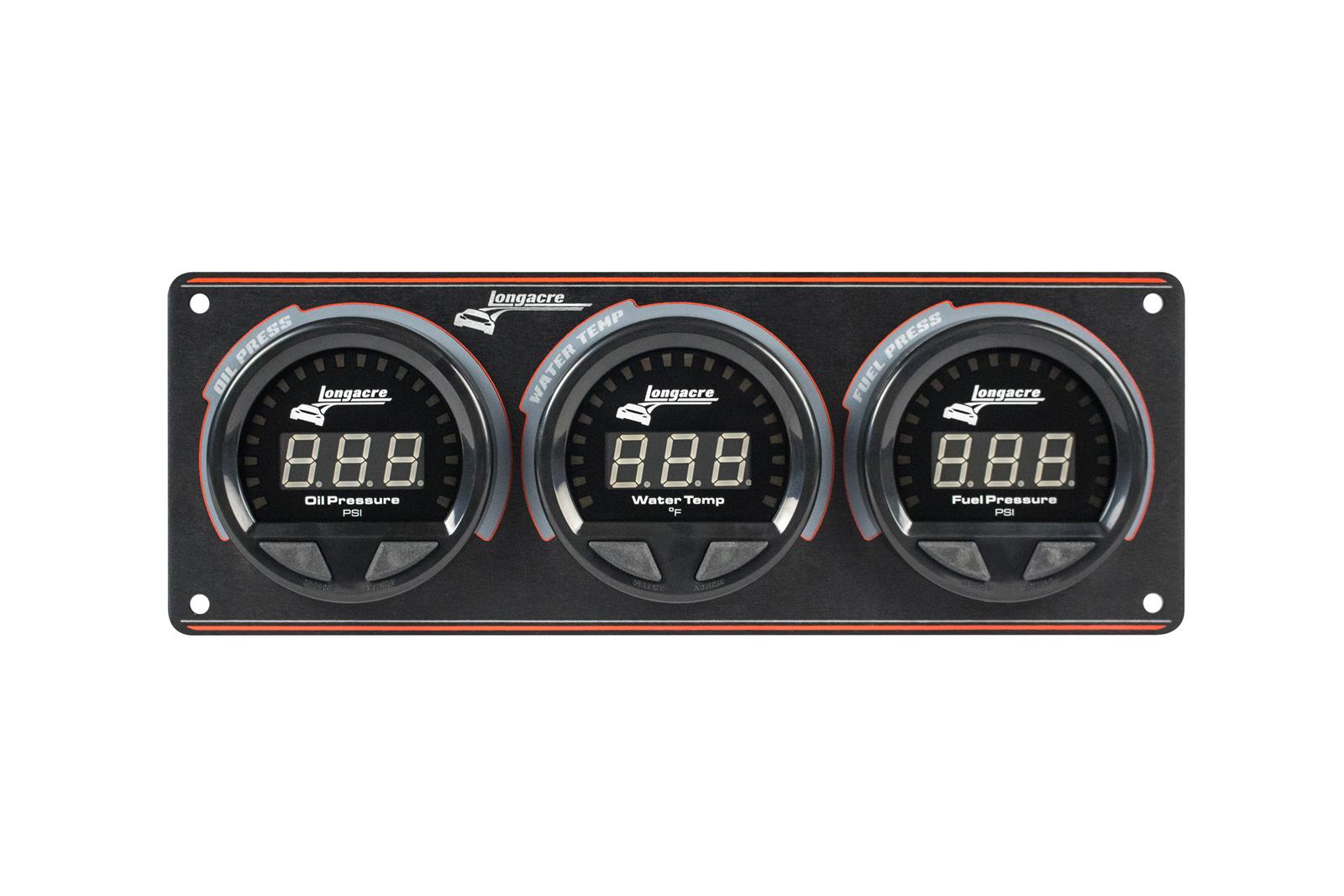 Digital Elite Waterproof Gauge Panel, 3 Gauge Oil Pressure/Water Temperature/Fuel Pressure 15psi