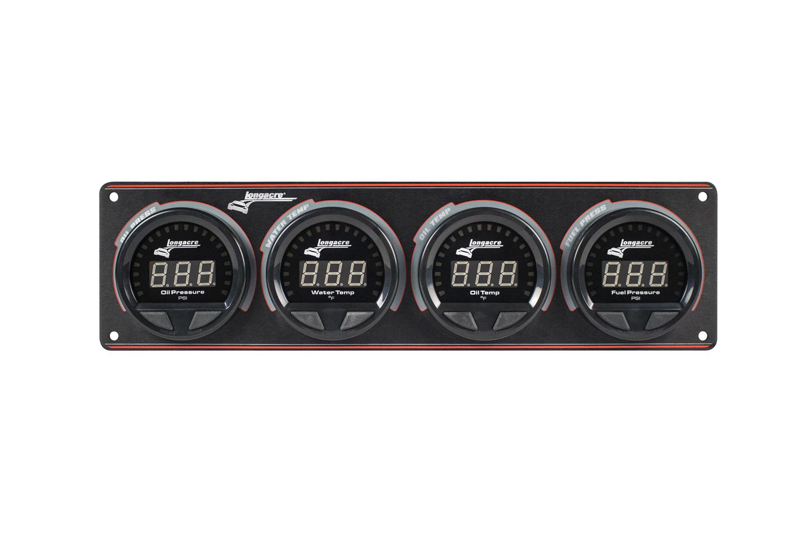 Digital Elite Waterproof Gauge Panel, 4 Gauge Oil Pressure/Water Temperature/Oil Temperature/Fuel Pressure 15psi