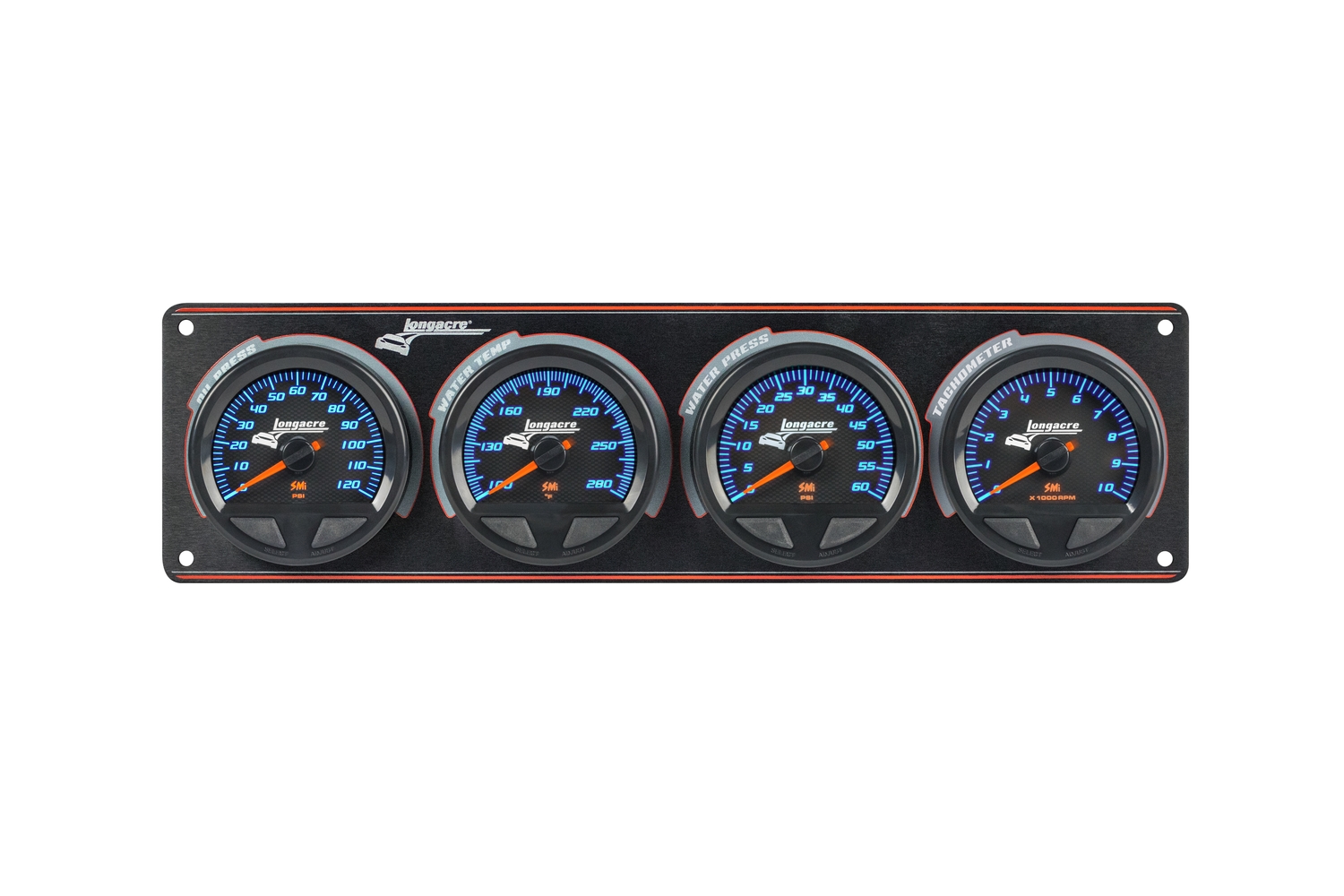 SMi™ Elite Waterproof Gauge Panel from Longacre,  3 Gauge Oil Pressure/Water Temperature/Water Pressure/Tach