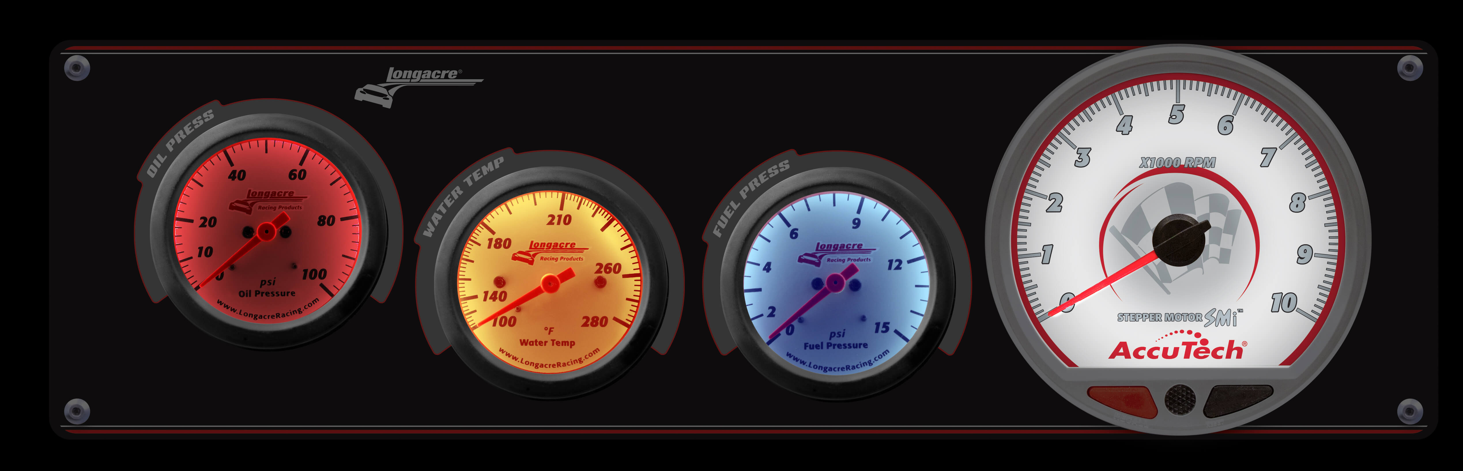 Sportsman™ Elite 3 Gauge Panel w/Tach  Oil Pressure, Water Temperature, Fuel Pressure