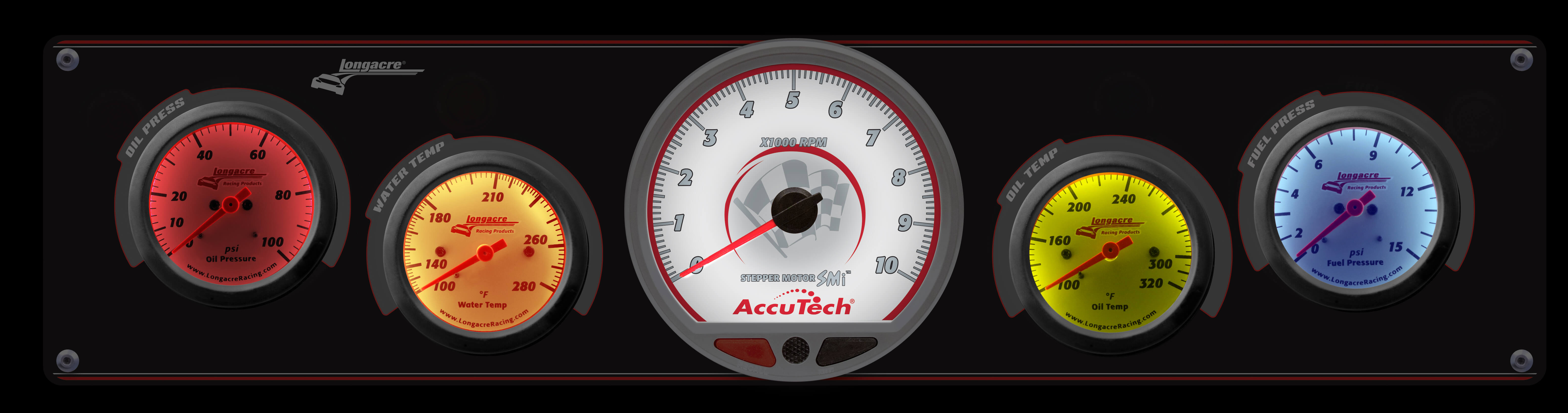 Sportsman™ Elite 4 Gauge Panel w/Tach  Oil Pressure, Water Temperature, Oil Temperature, Fuel Pressure