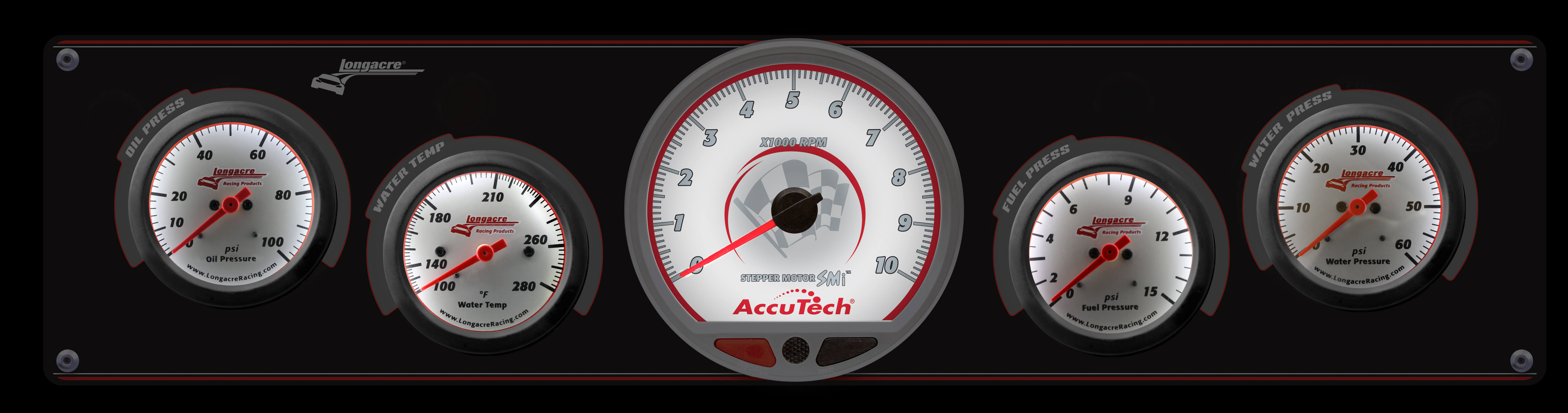 Sportsman™ Elite 4 Gauge Panel w/Tach  Oil Pressure, Water Temperature, Water Pressure, Fuel Pressure