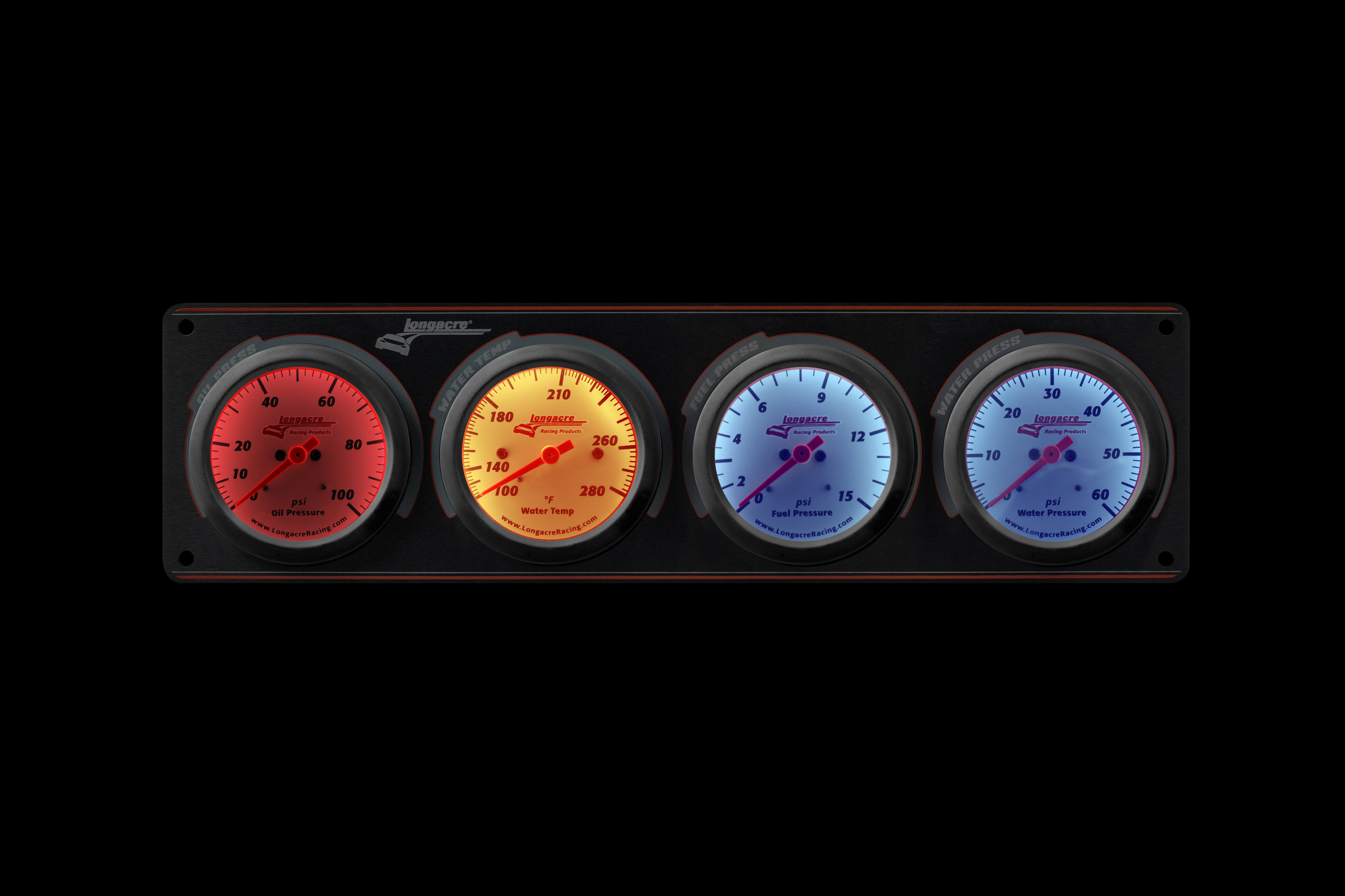 Sportsman™ Elite 4 Gauge Panel Oil Pressure, Water Temperature, Water Pressure, Fuel Pressure