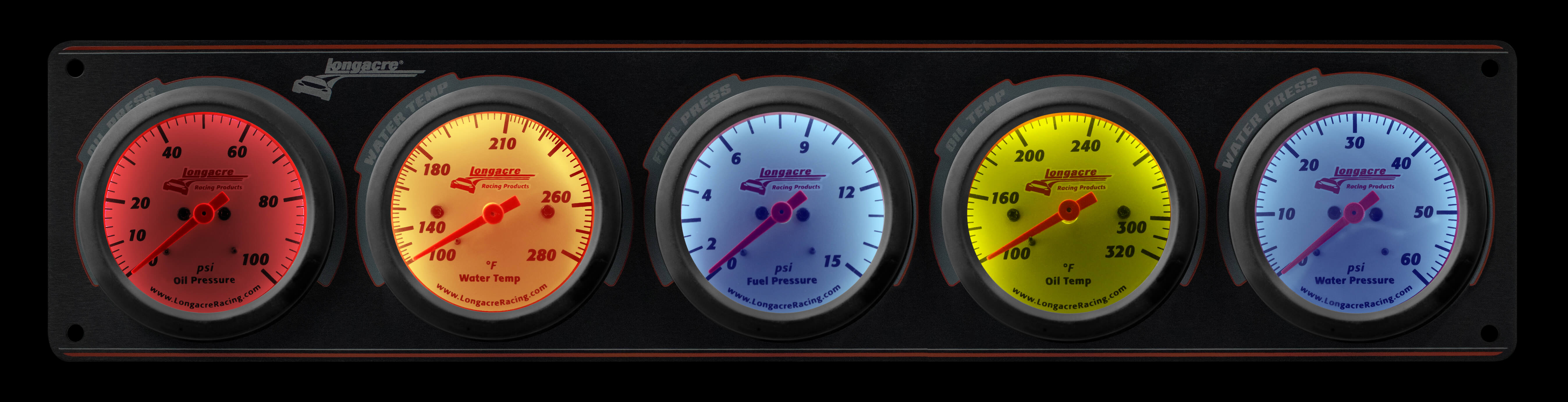 Sportsman™ Elite 5 Gauge Panel Oil Pressure, Water Temperature, Oil Temperature, Fuel Pressure, Water Pressure